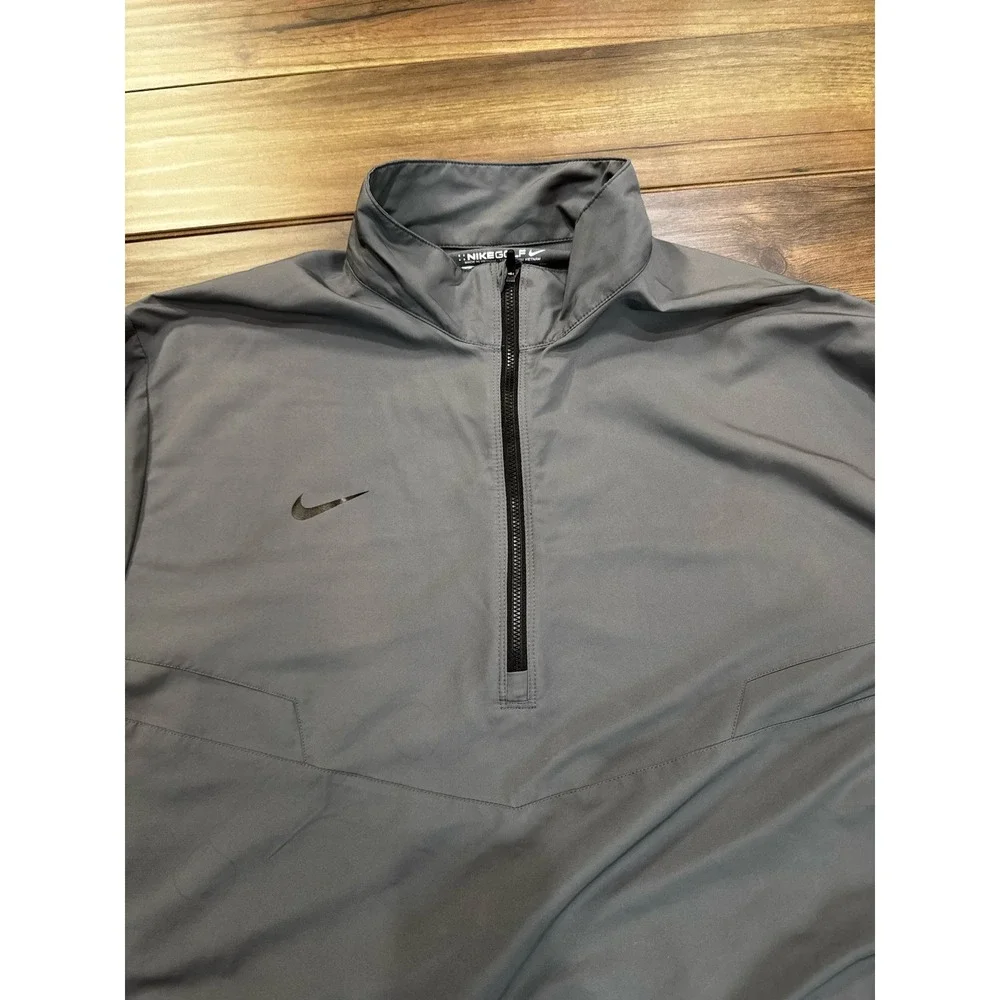 Nike Golf Windbreaker Men's 2XL Gray Dry Fit 1/4 Zip Windbreaker 578675-021